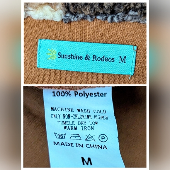 Sunshine & Rodeos Sherpa Teddy Jacket With Plaid Detailing - Picture 8 of 15